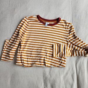 & Other Stories Orange and White Striped Long Sleeve Tee
